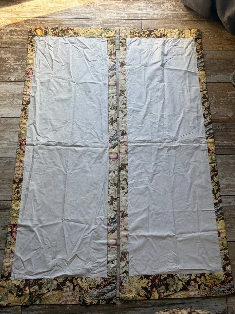 Two Custom Lined Drapery Panels 21x58” Pheasant Fruit Floral Traditional Curtain
